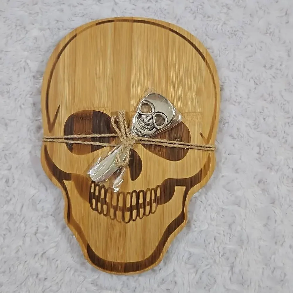 Halloween Skull Serving Charcuterie Cheese Board W/ Knife